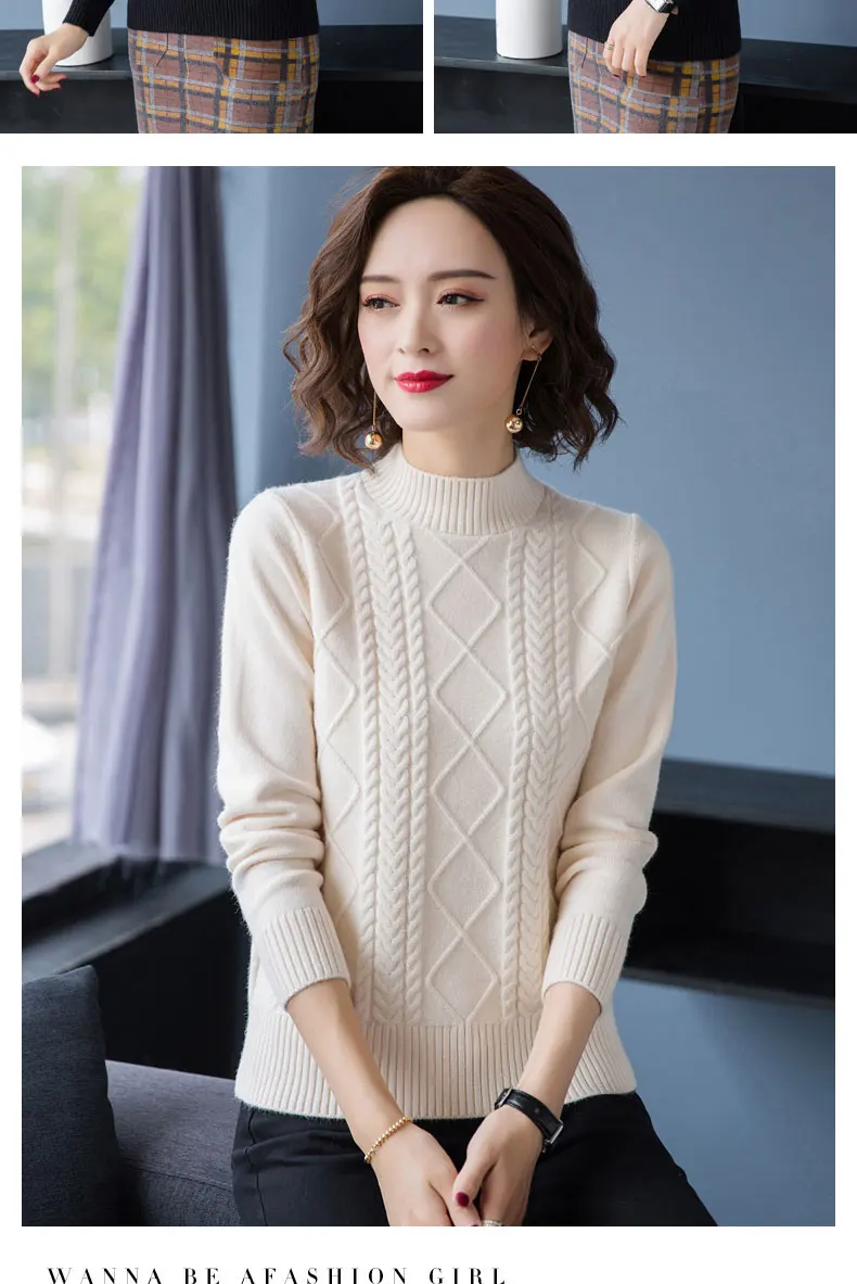 Fdfklak Autumn Winter New Pullover Sweater Women Loose Korean 2026 Mock Neck Thick Knit Top Female Spring Sweaters Jersey Mujer