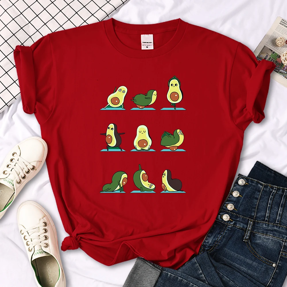 Woman T-Shirt Avocado Teaches You To Practice Yoga Printing Blouses Womensfashion Oversize Blouses Funny Fruit Ladies Tshirts