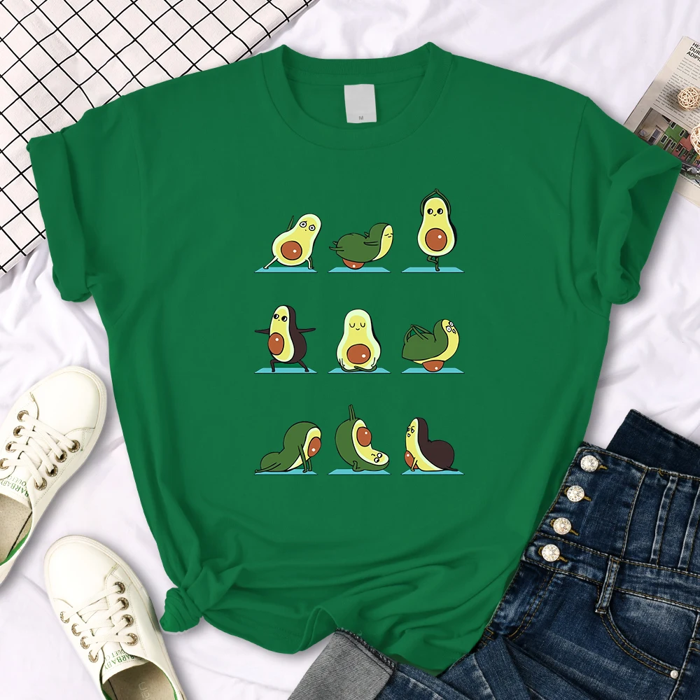 Woman T-Shirt Avocado Teaches You To Practice Yoga Printing Blouses Womensfashion Oversize Blouses Funny Fruit Ladies Tshirts