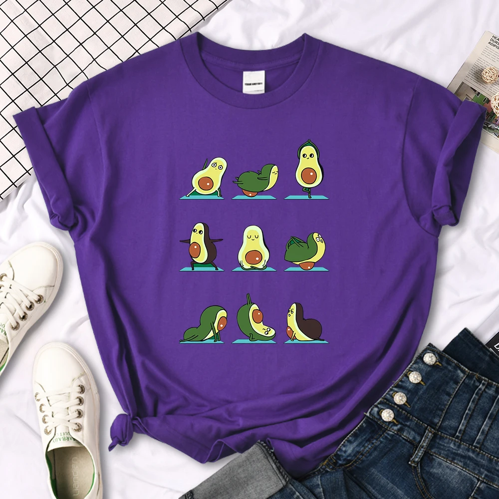 Woman T-Shirt Avocado Teaches You To Practice Yoga Printing Blouses Womensfashion Oversize Blouses Funny Fruit Ladies Tshirts