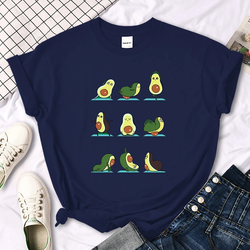 Woman T-Shirt Avocado Teaches You To Practice Yoga Printing Blouses Womensfashion Oversize Blouses Funny Fruit Ladies Tshirts