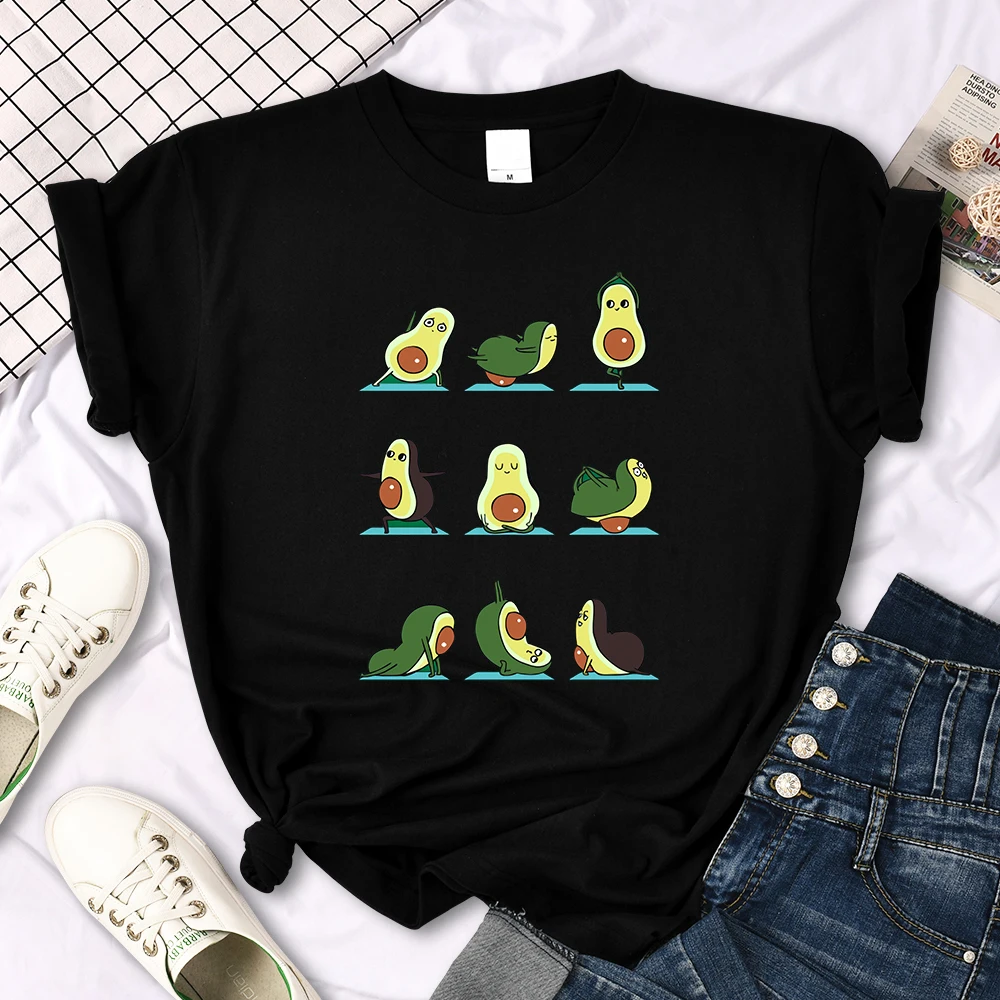 Woman T-Shirt Avocado Teaches You To Practice Yoga Printing Blouses Womensfashion Oversize Blouses Funny Fruit Ladies Tshirts