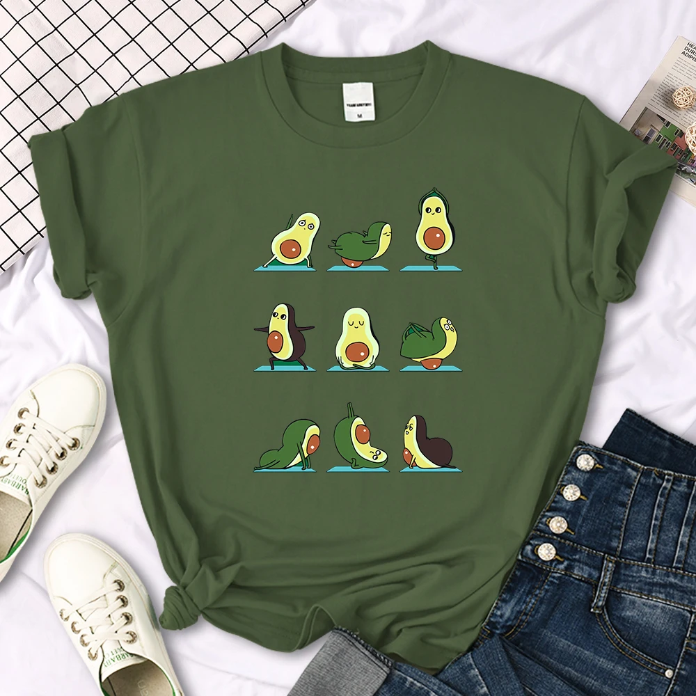 Woman T-Shirt Avocado Teaches You To Practice Yoga Printing Blouses Womensfashion Oversize Blouses Funny Fruit Ladies Tshirts