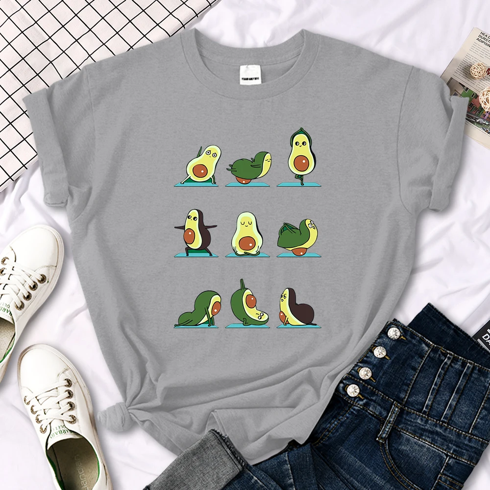 Woman T-Shirt Avocado Teaches You To Practice Yoga Printing Blouses Womensfashion Oversize Blouses Funny Fruit Ladies Tshirts