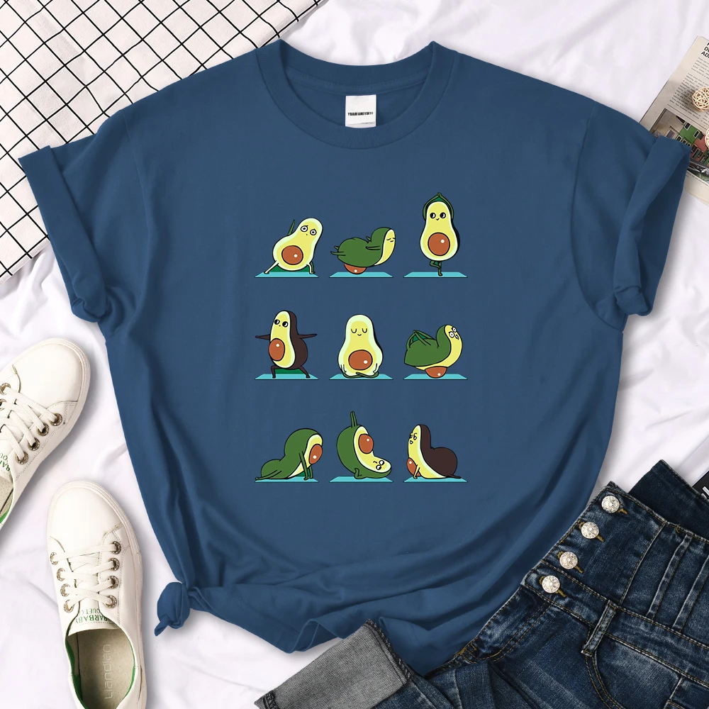 Woman T-Shirt Avocado Teaches You To Practice Yoga Printing Blouses Womensfashion Oversize Blouses Funny Fruit Ladies Tshirts