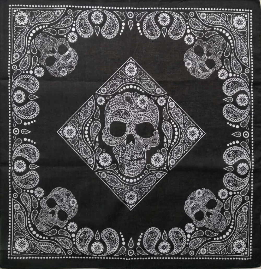 More Colorfull Printed Skull Paisley Geometric Cotton Bandanas Women Headband Square Scarf Neckerchief Headwear Hairband