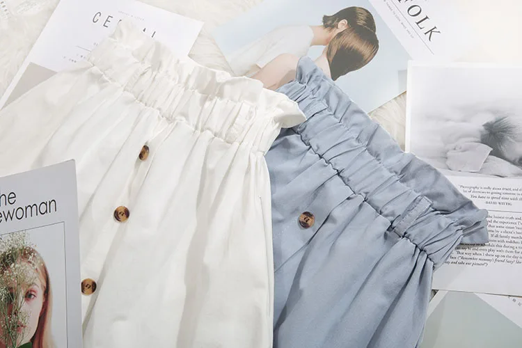 Women Casual Cotton Skirts Spring Summer Korean Style Solid Elegant High Waist Single-Breasted Bow Lace Up A-Line Midi Skir