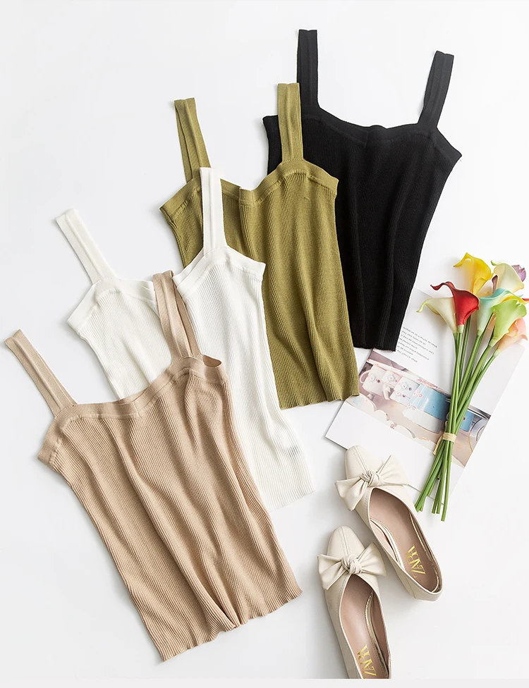 SuyaDream Women Silk Camisole 70%Silk 30%Cotton Kitted Chic Camis 2025 Spring Summer Solid Bottoming Shirt