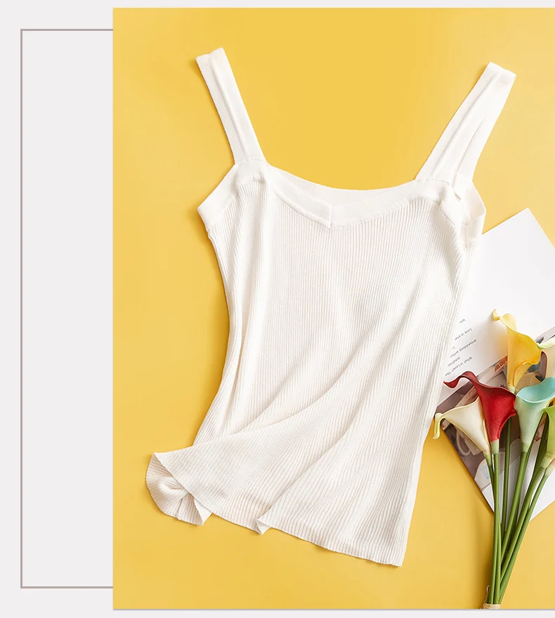 SuyaDream Women Silk Camisole 70%Silk 30%Cotton Kitted Chic Camis 2025 Spring Summer Solid Bottoming Shirt