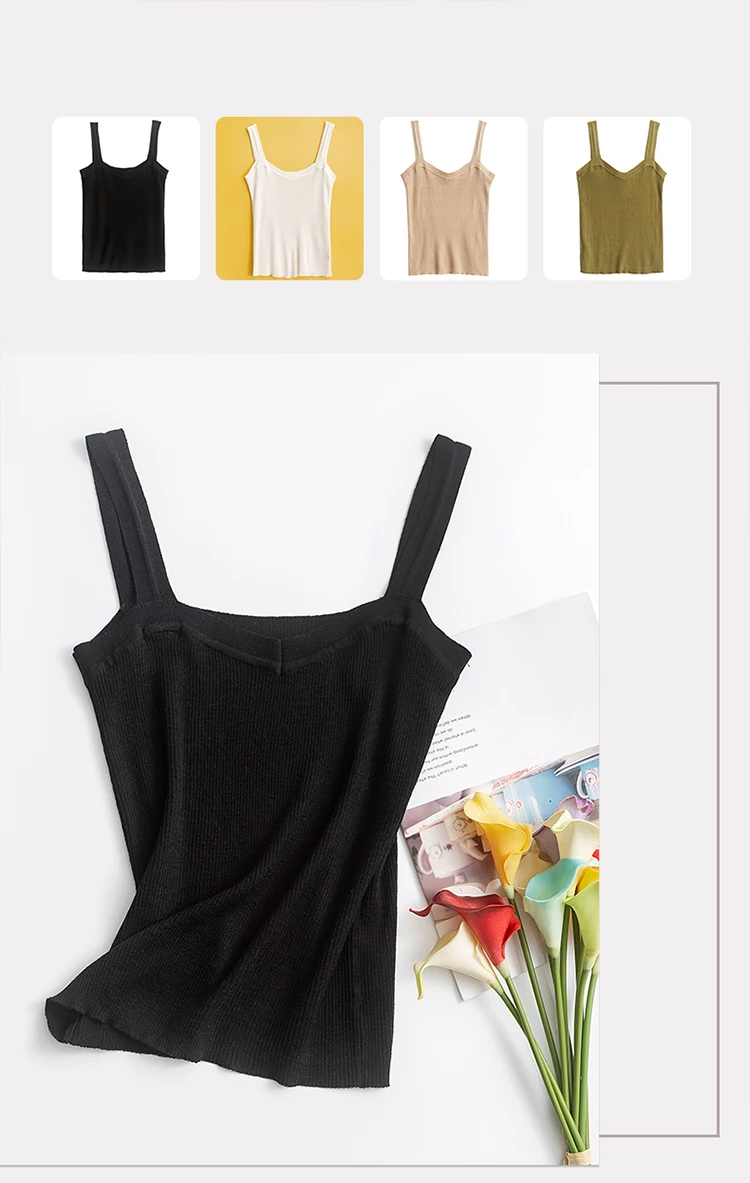 SuyaDream Women Silk Camisole 70%Silk 30%Cotton Kitted Chic Camis 2025 Spring Summer Solid Bottoming Shirt