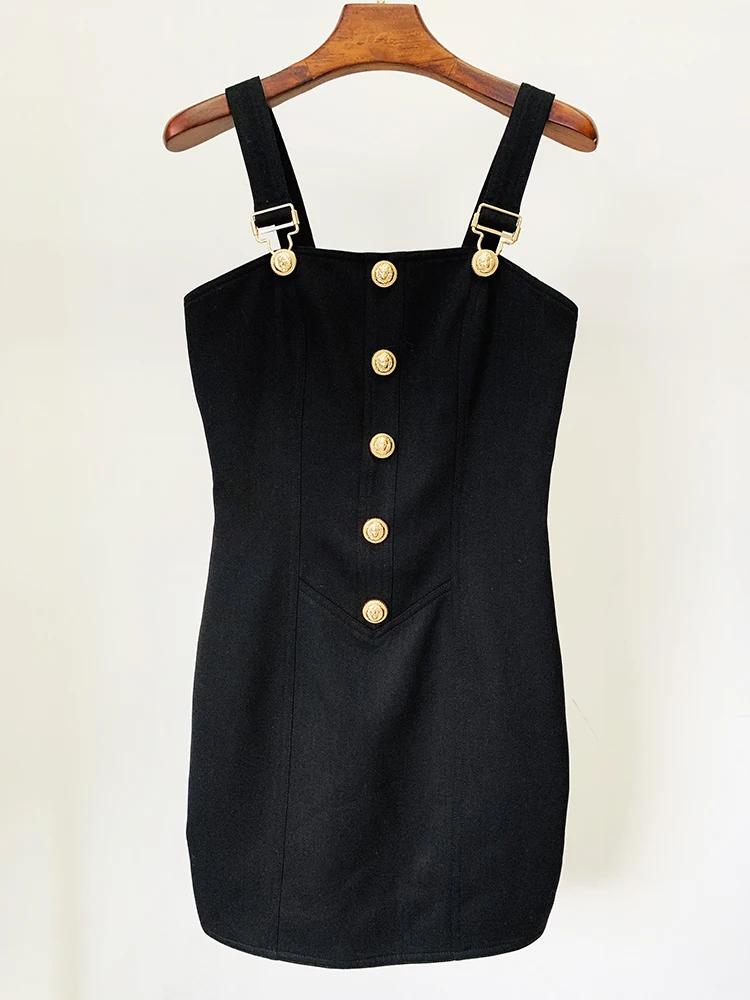 HIGH STREET Newest 2026 Summer Fashion Star Style Designer Women's Lion Buttons Pinafore Dress