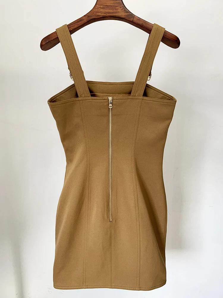 HIGH STREET Newest 2026 Summer Fashion Star Style Designer Women's Lion Buttons Pinafore Dress