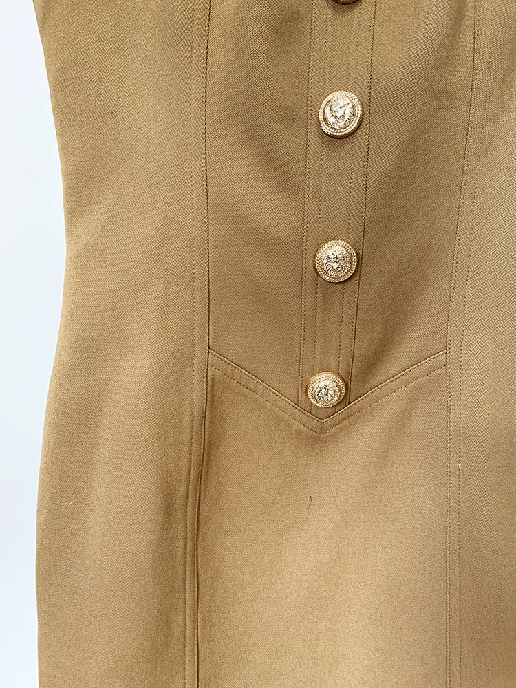 HIGH STREET Newest 2026 Summer Fashion Star Style Designer Women's Lion Buttons Pinafore Dress