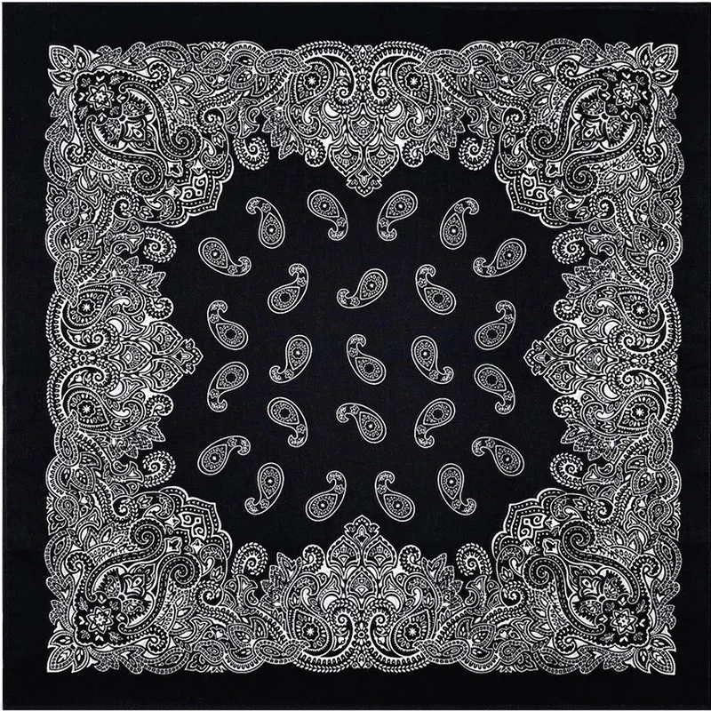 High Quality New Design Hip Hop Amoeba Cashew Cotton Square Scarf Black Bandana Scarf Headband Paisley Gifts Unisex