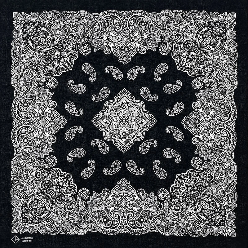 High Quality New Design Hip Hop Amoeba Cashew Cotton Square Scarf Black Bandana Scarf Headband Paisley Gifts Unisex