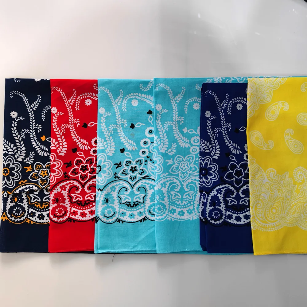 High Quality New Design Hip Hop Amoeba Cashew Cotton Square Scarf Black Bandana Scarf Headband Paisley Gifts Unisex