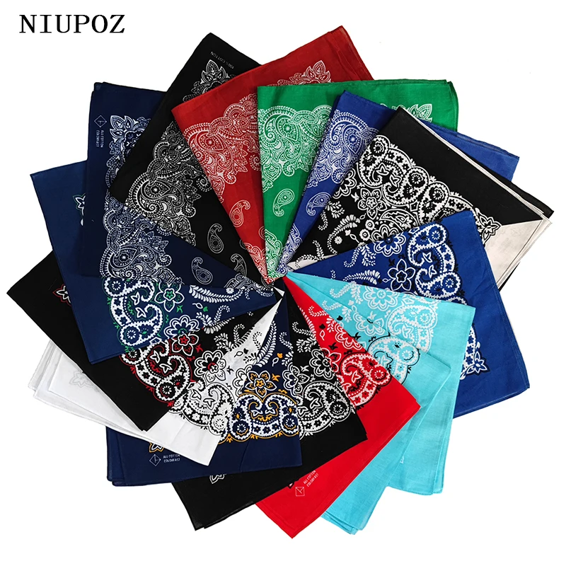 High Quality New Design Hip Hop Amoeba Cashew Cotton Square Scarf Black Bandana Scarf Headband Paisley Gifts Unisex