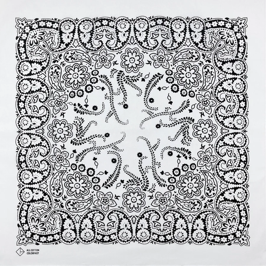High Quality New Design Hip Hop Amoeba Cashew Cotton Square Scarf Black Bandana Scarf Headband Paisley Gifts Unisex