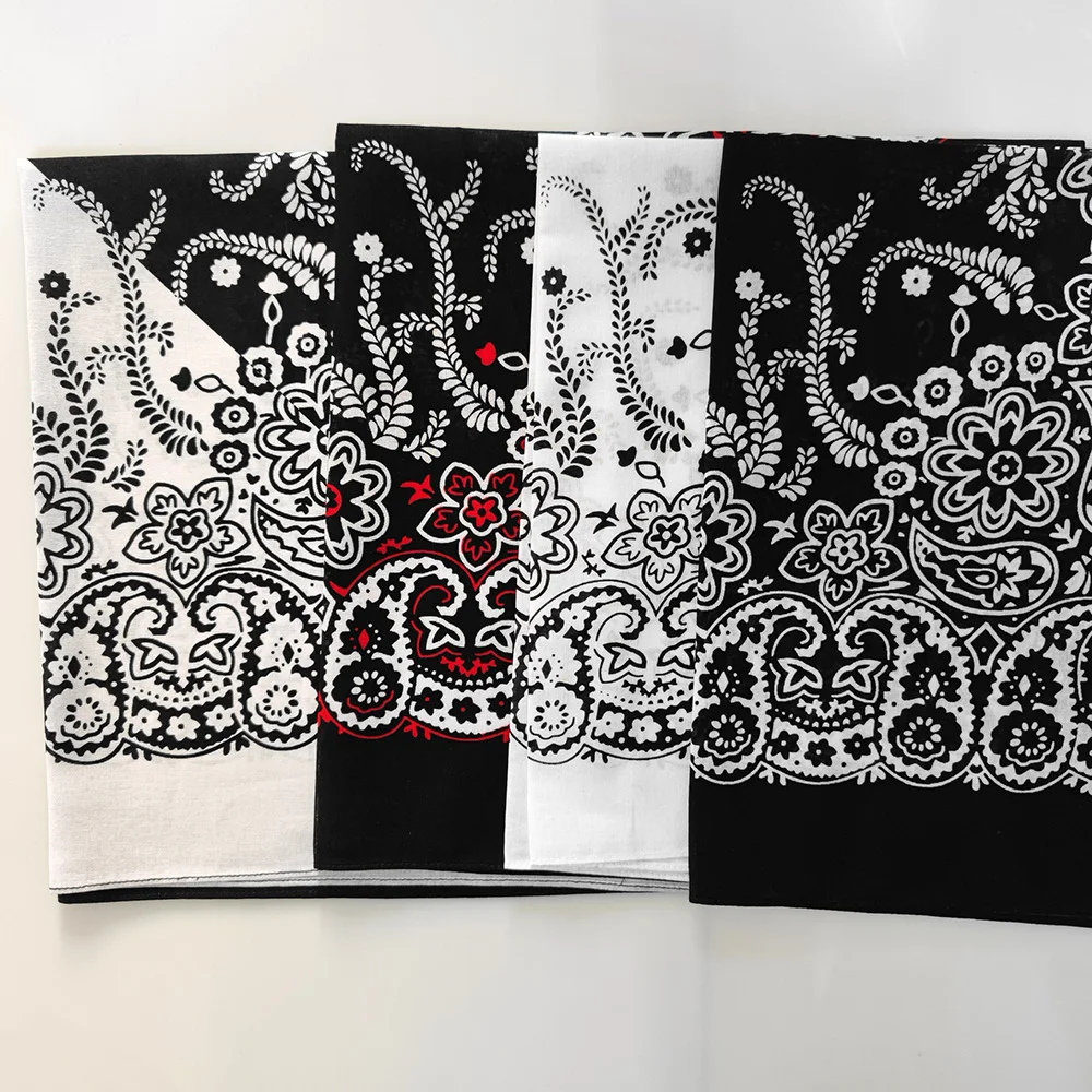 High Quality New Design Hip Hop Amoeba Cashew Cotton Square Scarf Black Bandana Scarf Headband Paisley Gifts Unisex