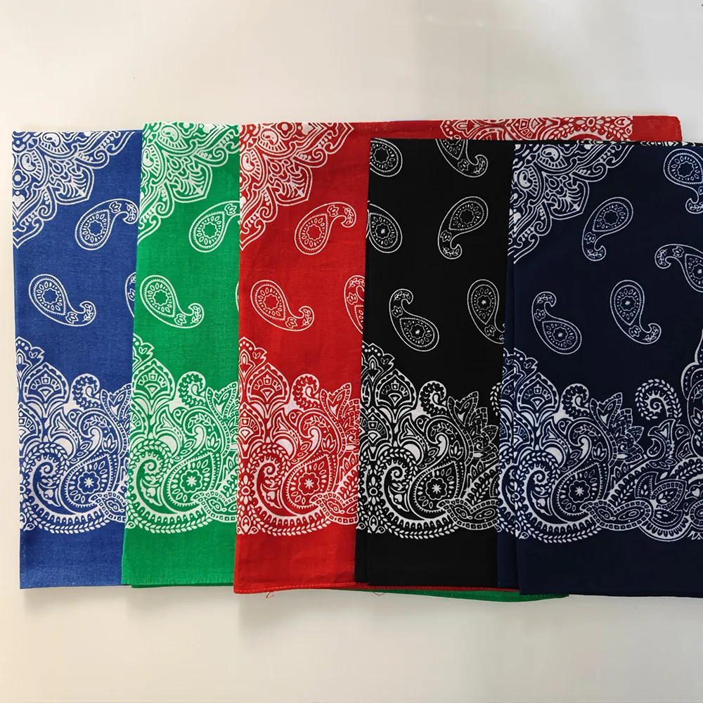 High Quality New Design Hip Hop Amoeba Cashew Cotton Square Scarf Black Bandana Scarf Headband Paisley Gifts Unisex