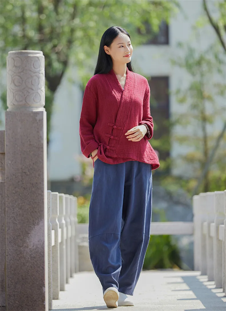 Spring Cotton Linen Cardigans Women Solid Fashion Vintage Chinese Style Irregular Button Coat Oversize Jacket Tops Ropa De Mujer