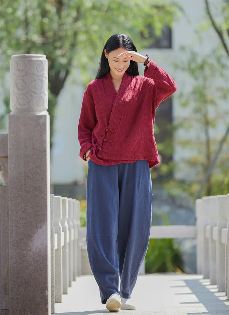 Spring Cotton Linen Cardigans Women Solid Fashion Vintage Chinese Style Irregular Button Coat Oversize Jacket Tops Ropa De Mujer