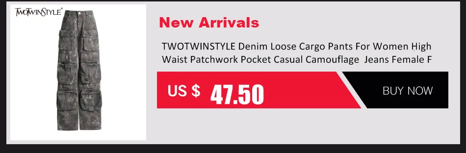 TWOTWINSTYLE Temperament Denim Jackets For Women Lapel Long Sleeve Single Breasted Loose Camouflage Jacket Female Fashion 2023