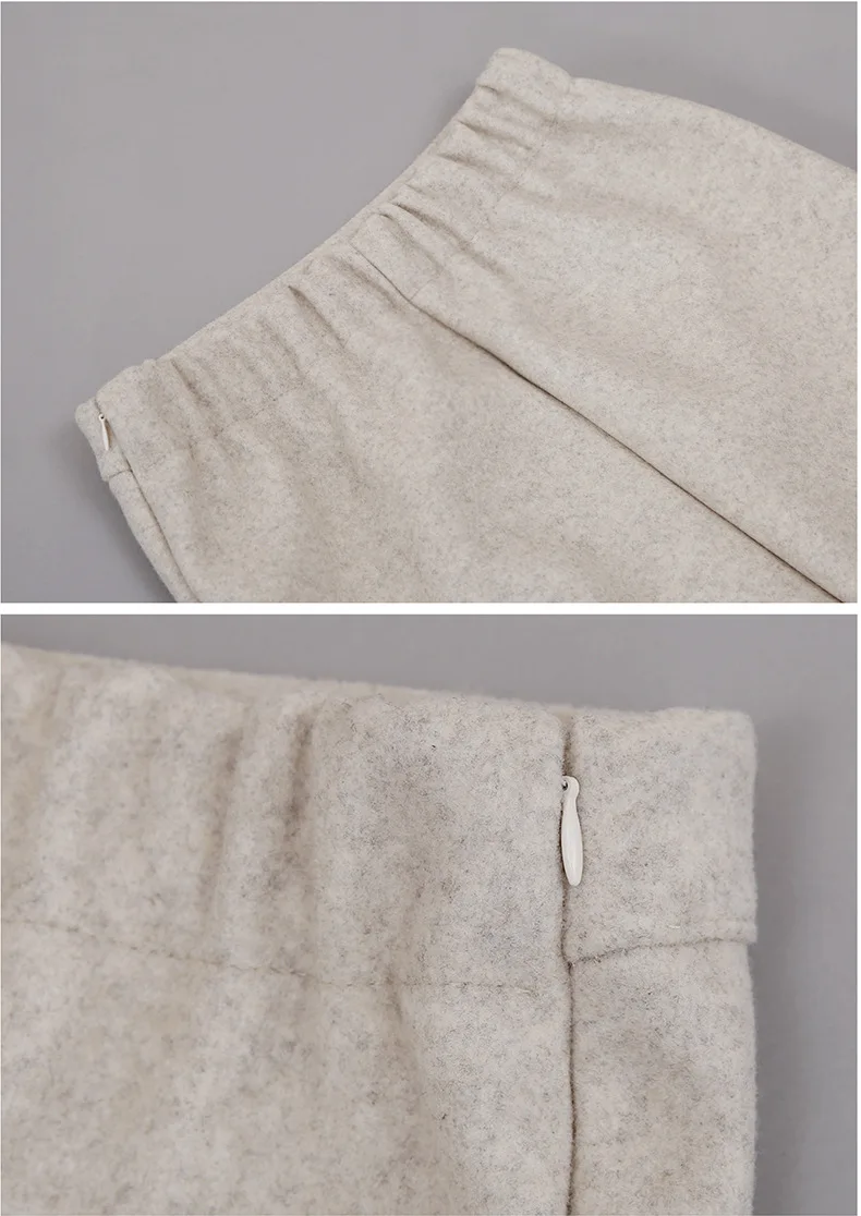 Women Wool Tweed Skirt Midi Skirt Women's Autumn and Winter New Vintage High Waist Slim Hip Skirt Mid-length A-line Skirt Woman