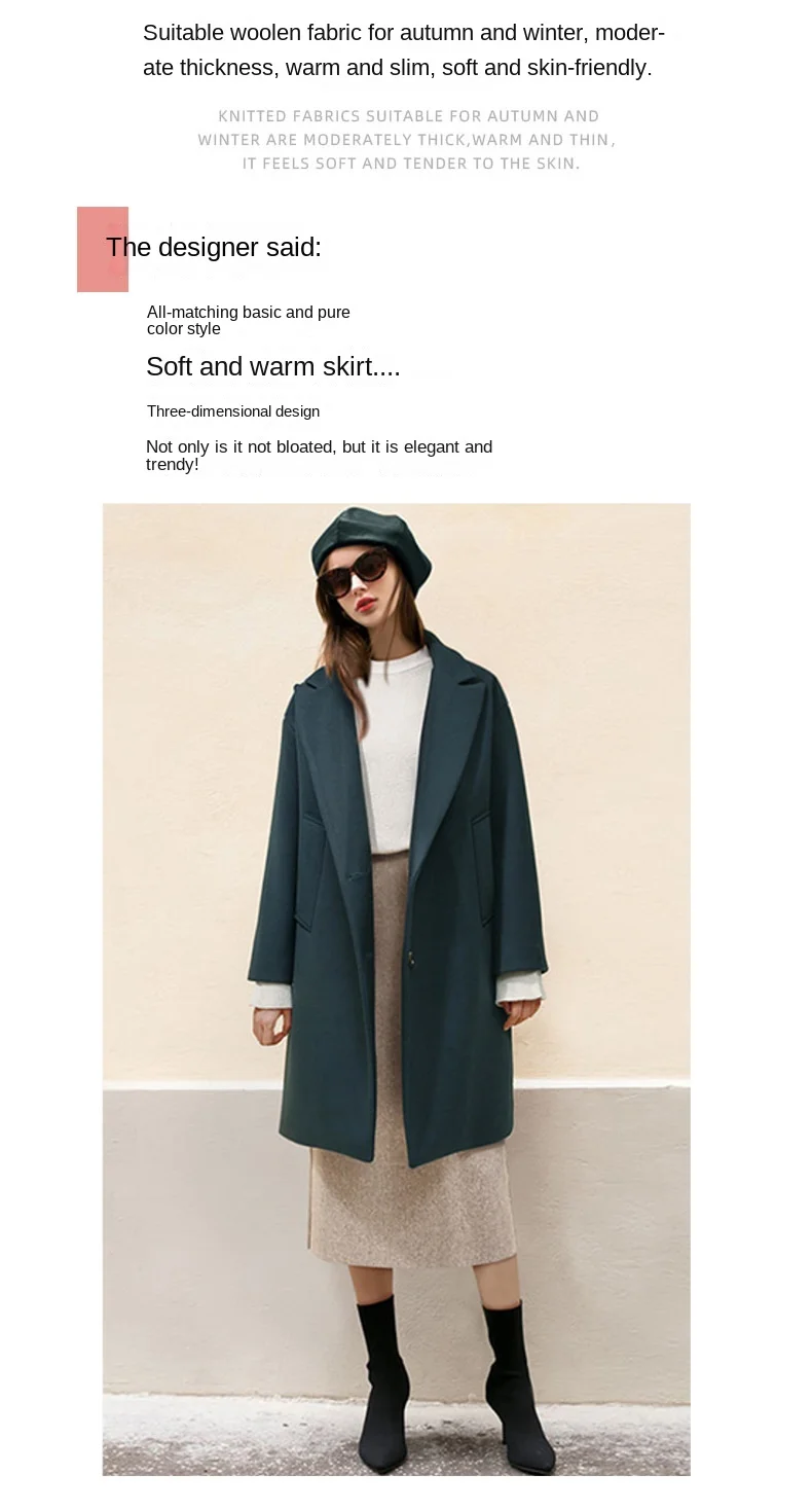 Women Wool Tweed Skirt Midi Skirt Women's Autumn and Winter New Vintage High Waist Slim Hip Skirt Mid-length A-line Skirt Woman