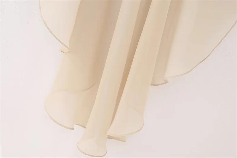 KEYANKETIAN Summer New Asymmetrical Tulle Cape Beach Wind Perspective Outfit Chic Chiffon Shawl Mid-Length Pull-Over Top