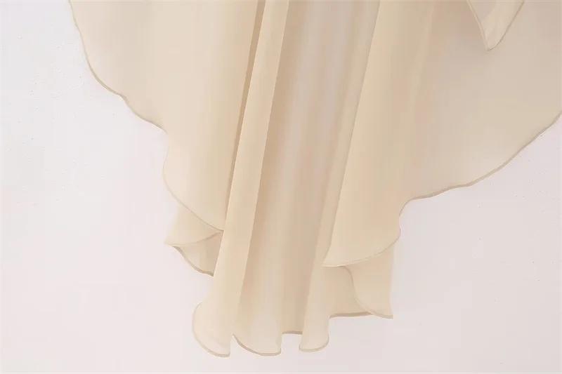 KEYANKETIAN Summer New Asymmetrical Tulle Cape Beach Wind Perspective Outfit Chic Chiffon Shawl Mid-Length Pull-Over Top