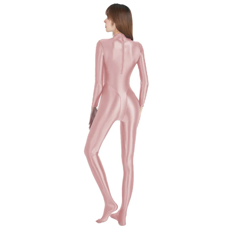 2023 AMORESY Women's Catsuit Playsuits Wetlook Shiny Glossy Tights Zipper Leotards Fullbody Overall Zentai Jumpsuits