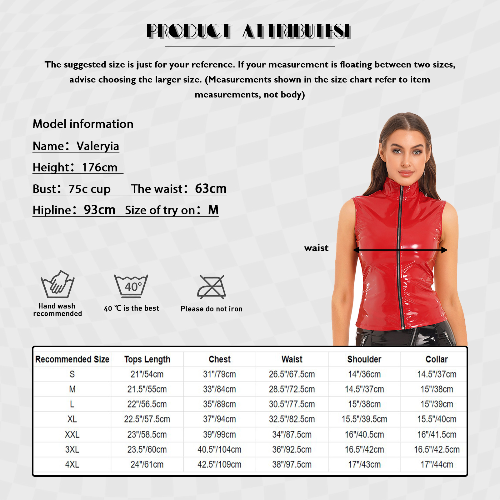 Womens Wet Look Patent Leather Mock Neck Sleeveless Crop Tops Vest Zipper Camisole Blouse Rave Clubwear Party Stage Pole Dance