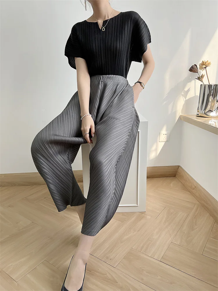 Miyake Pleated Pants Women's 2023 New Banana Pants Fashion All-Match Pleated Pants Casual Loose Wide-Leg Pants Streetwear Women