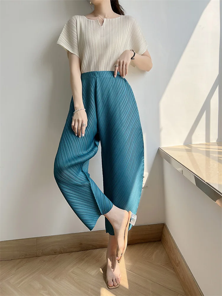 Miyake Pleated Pants Women's 2023 New Banana Pants Fashion All-Match Pleated Pants Casual Loose Wide-Leg Pants Streetwear Women
