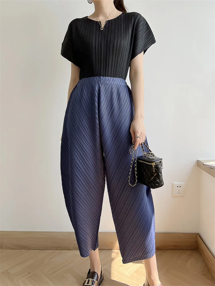 Miyake Pleated Pants Women's 2023 New Banana Pants Fashion All-Match Pleated Pants Casual Loose Wide-Leg Pants Streetwear Women