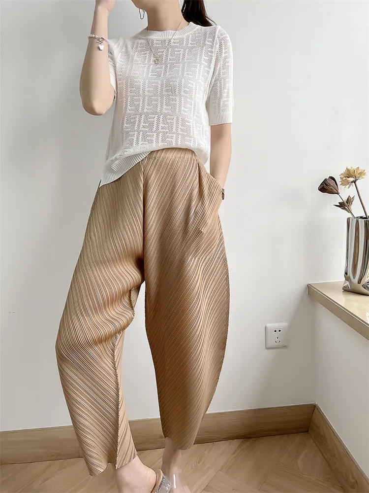 Miyake Pleated Pants Women's 2023 New Banana Pants Fashion All-Match Pleated Pants Casual Loose Wide-Leg Pants Streetwear Women