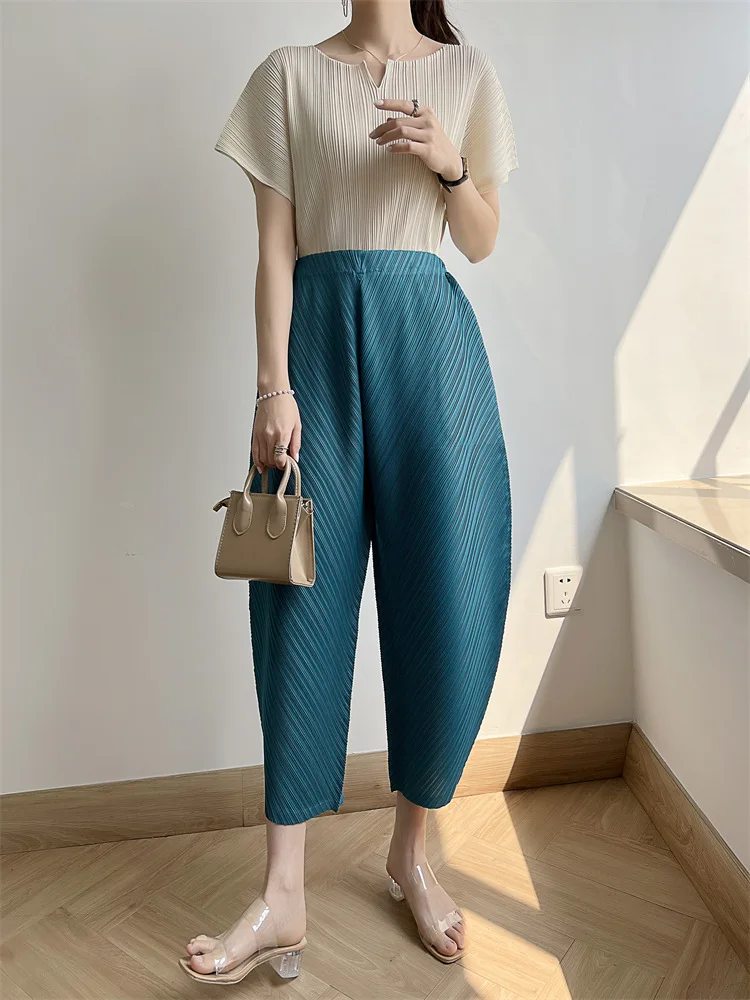 Miyake Pleated Pants Women's 2023 New Banana Pants Fashion All-Match Pleated Pants Casual Loose Wide-Leg Pants Streetwear Women
