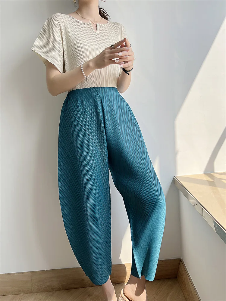 Miyake Pleated Pants Women's 2023 New Banana Pants Fashion All-Match Pleated Pants Casual Loose Wide-Leg Pants Streetwear Women