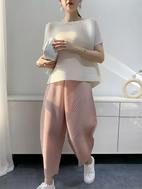 Miyake Pleated Pants Women's 2023 New Banana Pants Fashion All-Match Pleated Pants Casual Loose Wide-Leg Pants Streetwear Women
