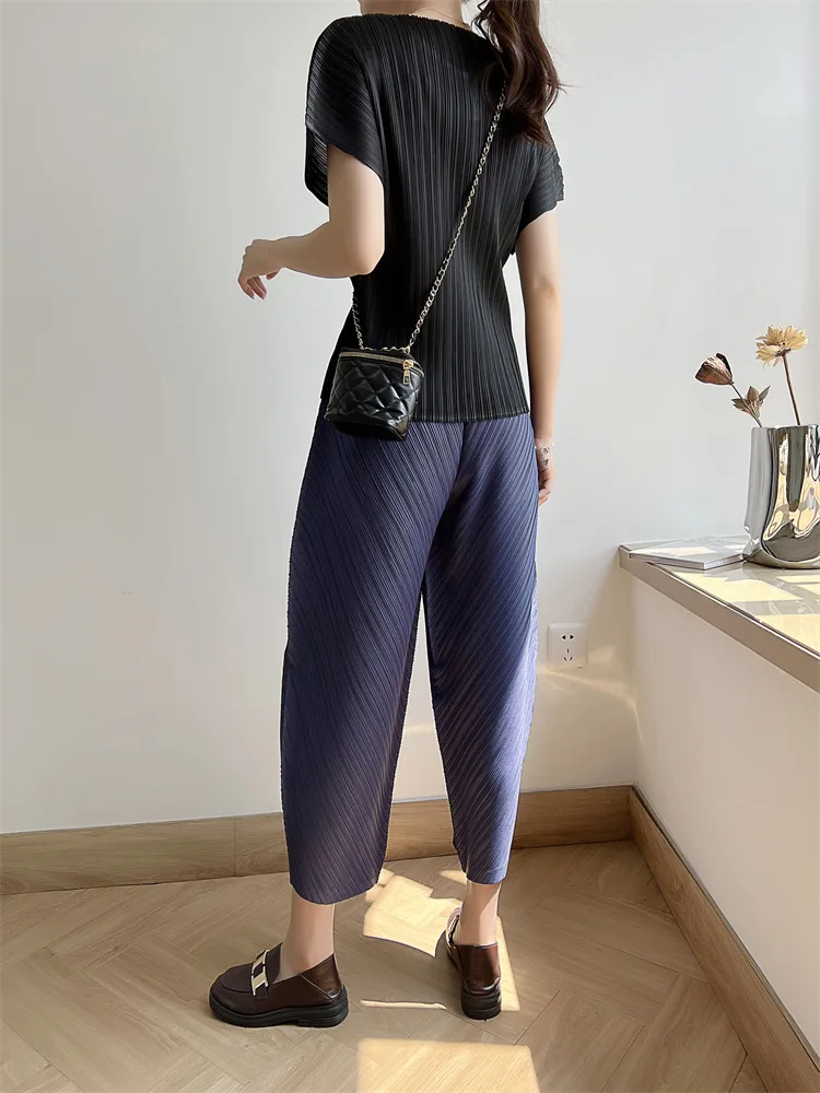 Miyake Pleated Pants Women's 2023 New Banana Pants Fashion All-Match Pleated Pants Casual Loose Wide-Leg Pants Streetwear Women