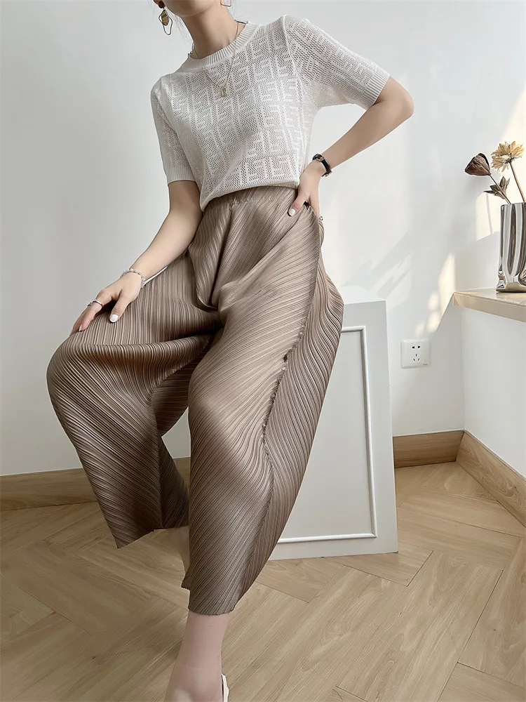 Miyake Pleated Pants Women's 2023 New Banana Pants Fashion All-Match Pleated Pants Casual Loose Wide-Leg Pants Streetwear Women