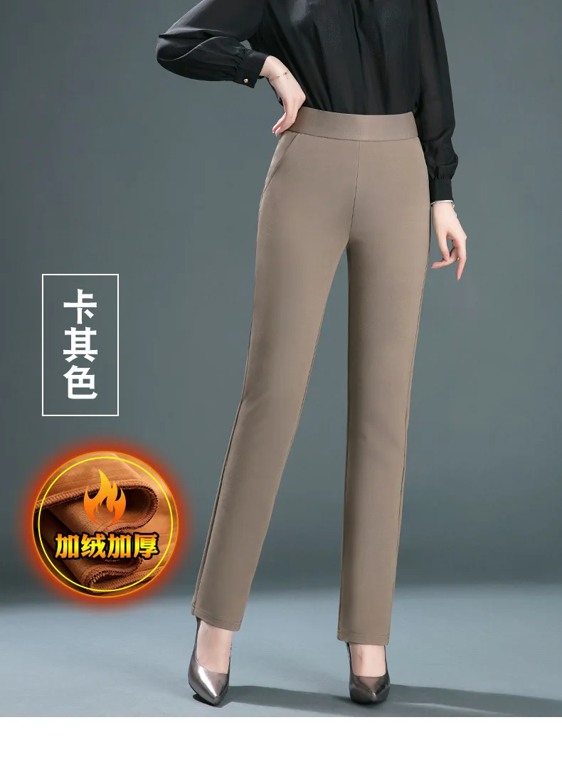 New Winter Pants For Women Thick Velvet Pants Warm Trousers Female Stretch Casual Pencil Pants Black Navy Khaki Pants Size M-6XL