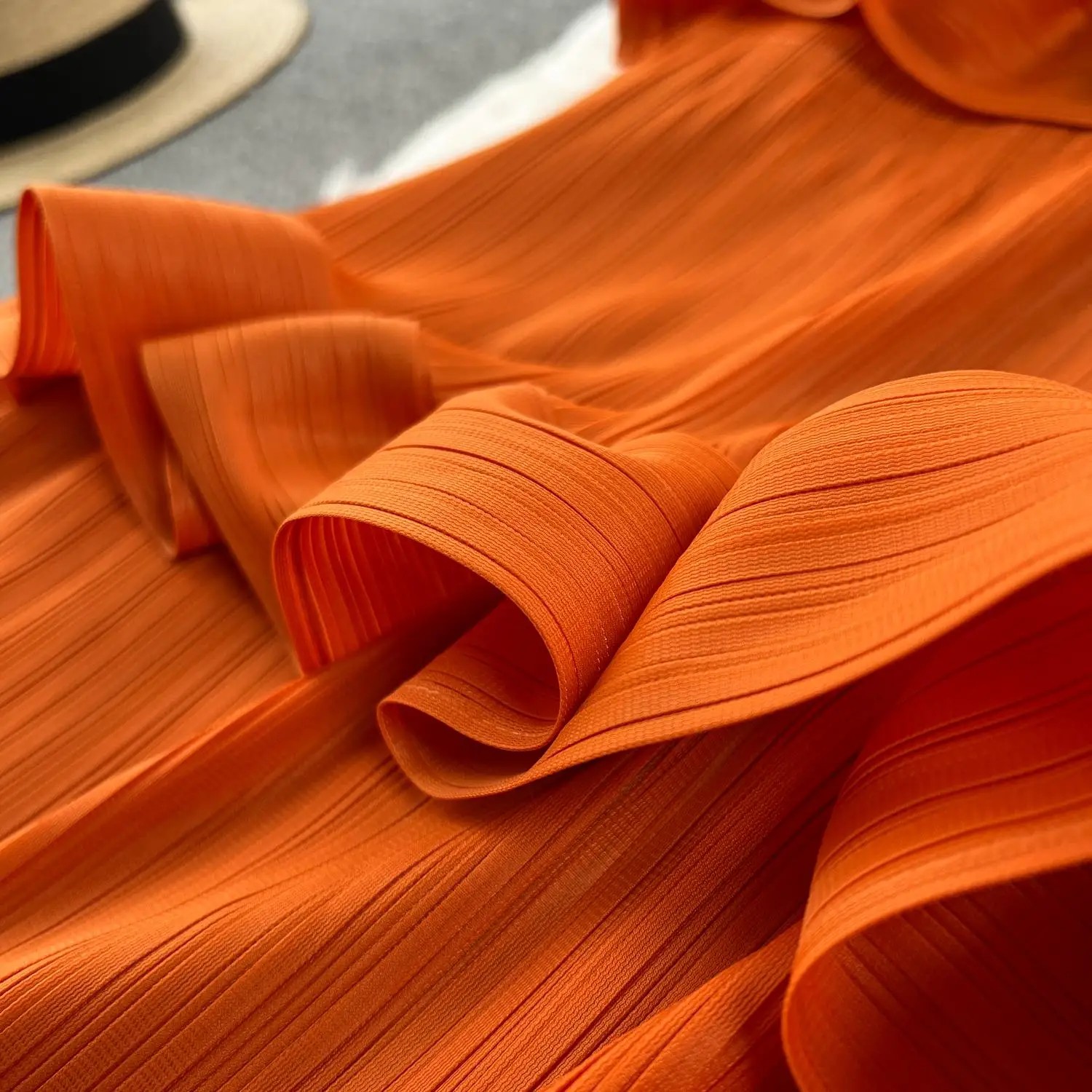 Miyake Multi-layer Cascading Pleated Dress Women O Neck Long Sleeve Solid Color Ruffles Cake Belt Dress Female Party Clothing