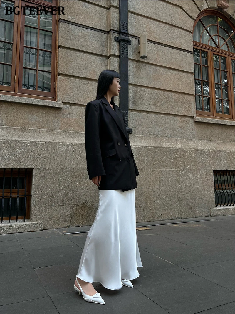BGTEEVER Fashion High Waist Skinny Ladies Satin Skirts Spring Summer Elegant Slim Package Hip Skirts Women