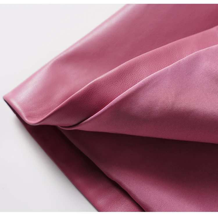Sheepskin Skirt for Women 2025 Fashion High Waist Front Spit Wrap Skirt Chic Ladies A-line Knee-length Split Sheep Leather Skirt