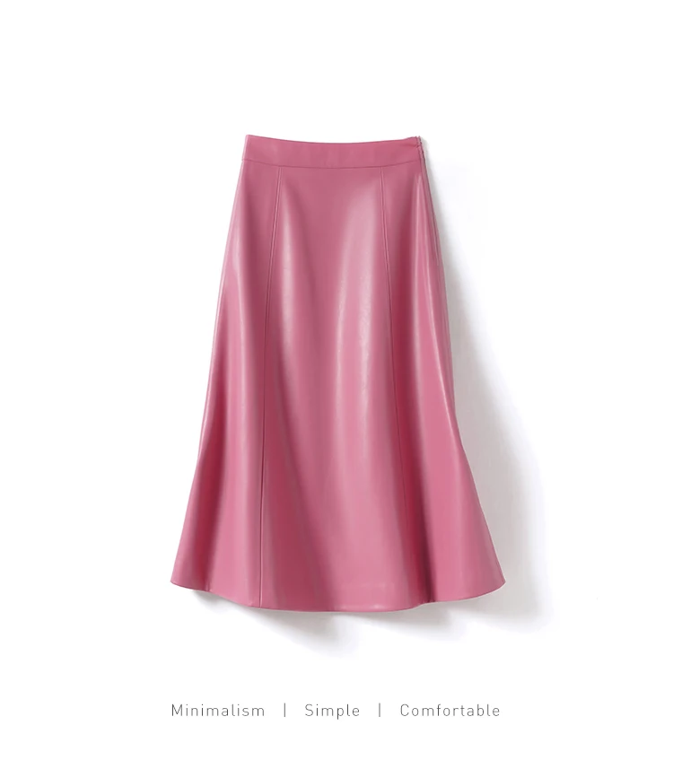 Sheepskin Skirt for Women 2025 Fashion High Waist Front Spit Wrap Skirt Chic Ladies A-line Knee-length Split Sheep Leather Skirt