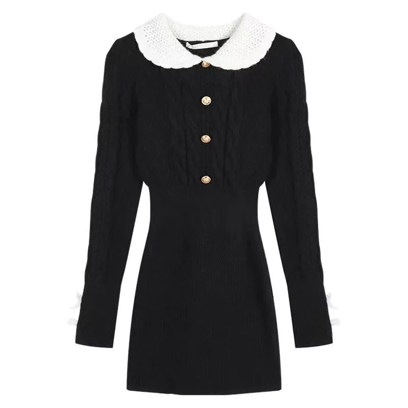 Autumn Winter Elegant Women Sweater Christmas Red Slim Fur Patchwork Hooded Knitted Dress Female Korean Knitwear Hoodie Tops