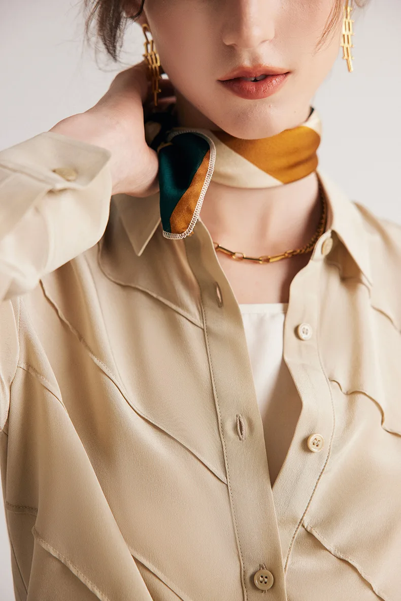 SuyaDream Women Striped Shirts 100%Pure Silk Turn Down Collar Chic Blouses 2026 Spring Summer Office Lady Top Pink Champagne