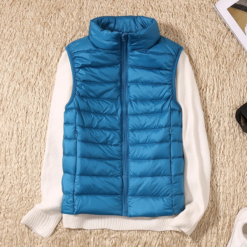 Female Winter Windproof Vest Coat New Sleeveless Portable Duck Down Vest Stand Collar Thin Jacket Ultra-light Slim Down Jacket